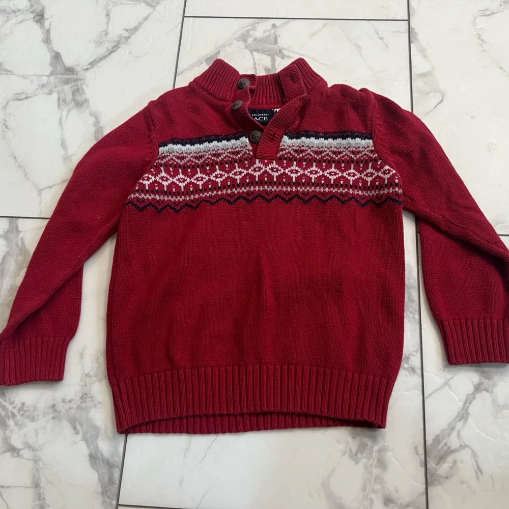 The Children's Place Red Knit Sweater with Pattern